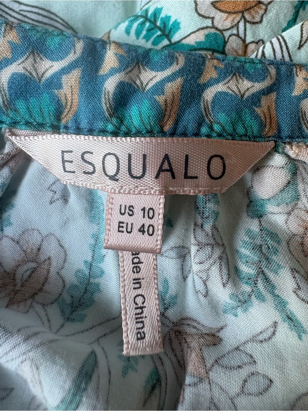 ESQUALO Cream Tunic with Teal and Tan Floral Design - Picture 2 of 6